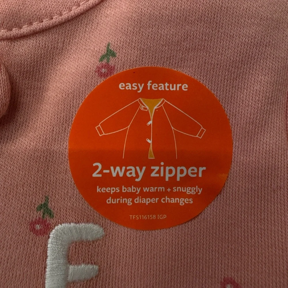 NWT Baby Girl Little Sister Sleeper Size‎ 9M Pink With Flowers Carter 2 Way Zip
